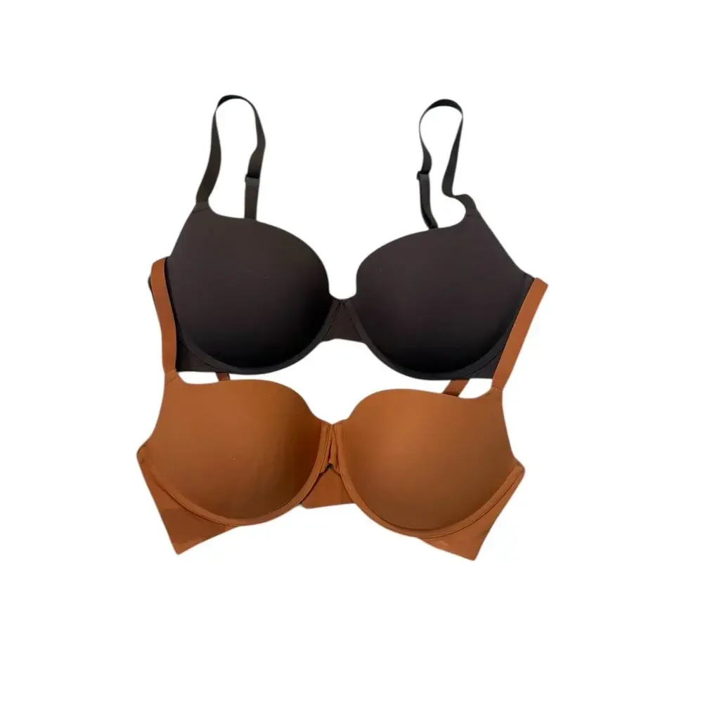 Lot (2) SKIMS Fit Everybody Push Up Bra 36D‎ Bronze Cocoa Neutral Demi EUC - Picture 4 of 9